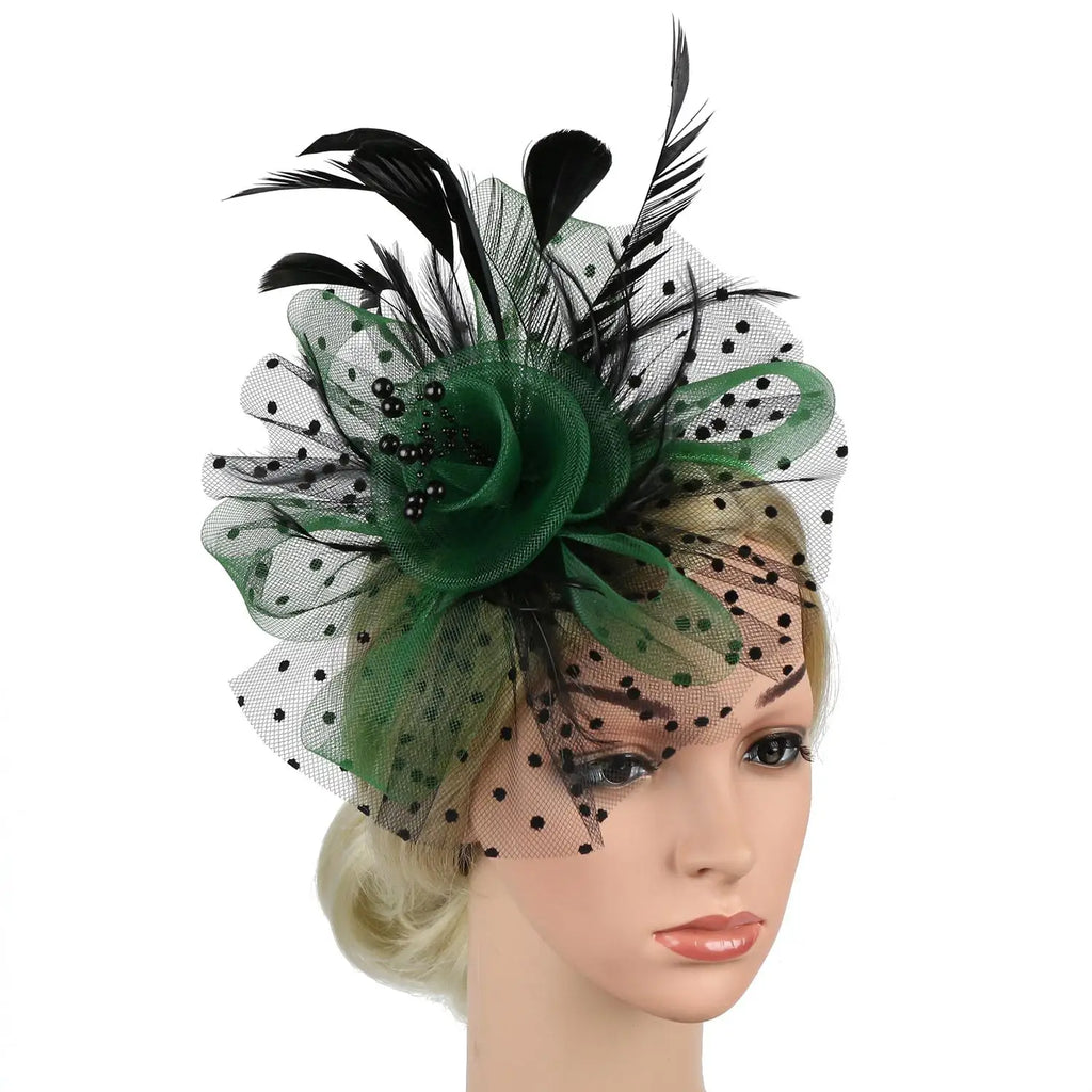Hair Accessories Mesh Flower Hair Fascinators Wedding Feathers Hair Clip Fascinator Hat Tea Party Headband Alice Headband Clip