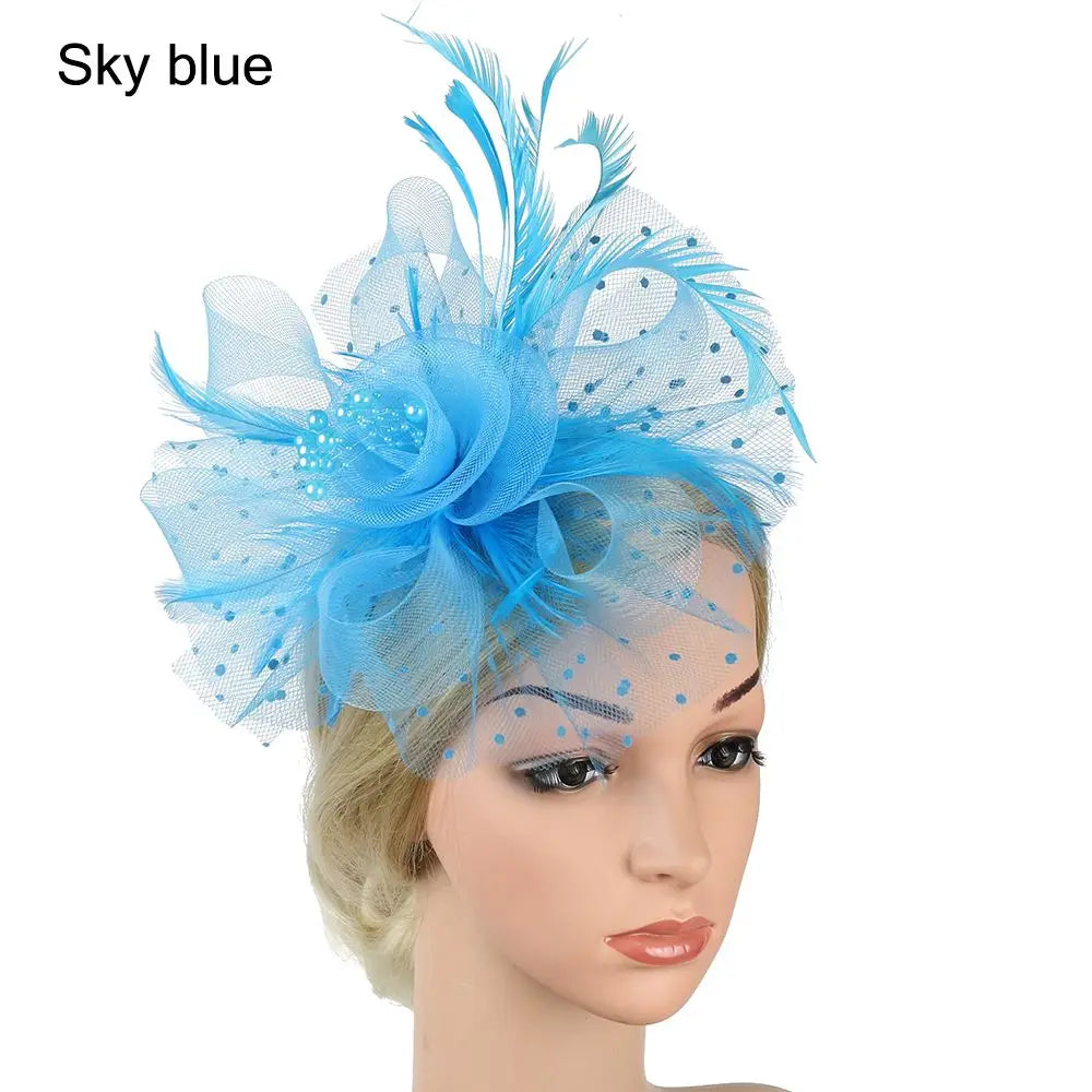 Hair Accessories Mesh Flower Hair Fascinators Wedding Feathers Hair Clip Fascinator Hat Tea Party Headband Alice Headband Clip