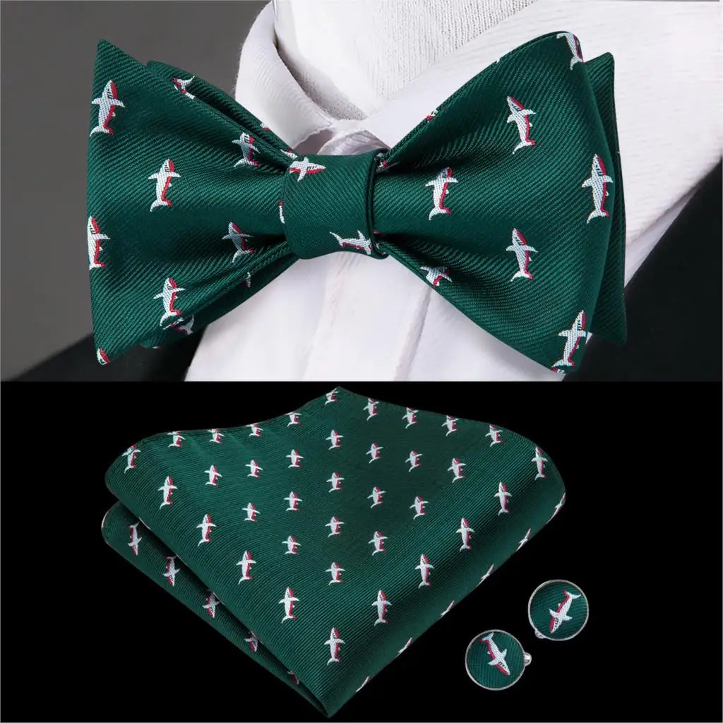 Hi-Tie Adjustable Butterfly Self Bow Tie for mens 100% Silk Floral Paisley Male Classic Wedding Party Golden Red Bow Tie Set