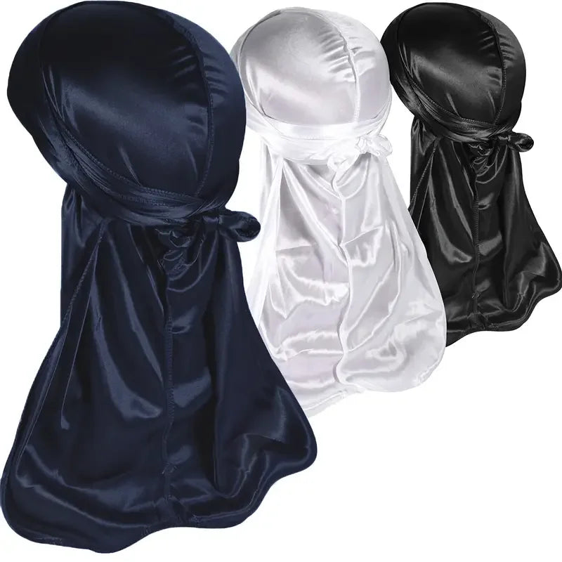 3pcs/Set Durag Silky Durags Pack for Men 360 Waves Men'S Bandana Satin Durag