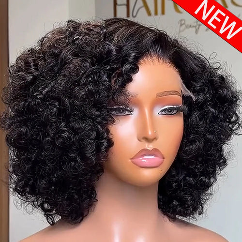 100% Human Hair 400 Density Curly Wig 13x6 HD Lace Frontal Wigs For Women 10 Inch Pre Plucked 13x4 Lace Frontal Wig Pre Plucked