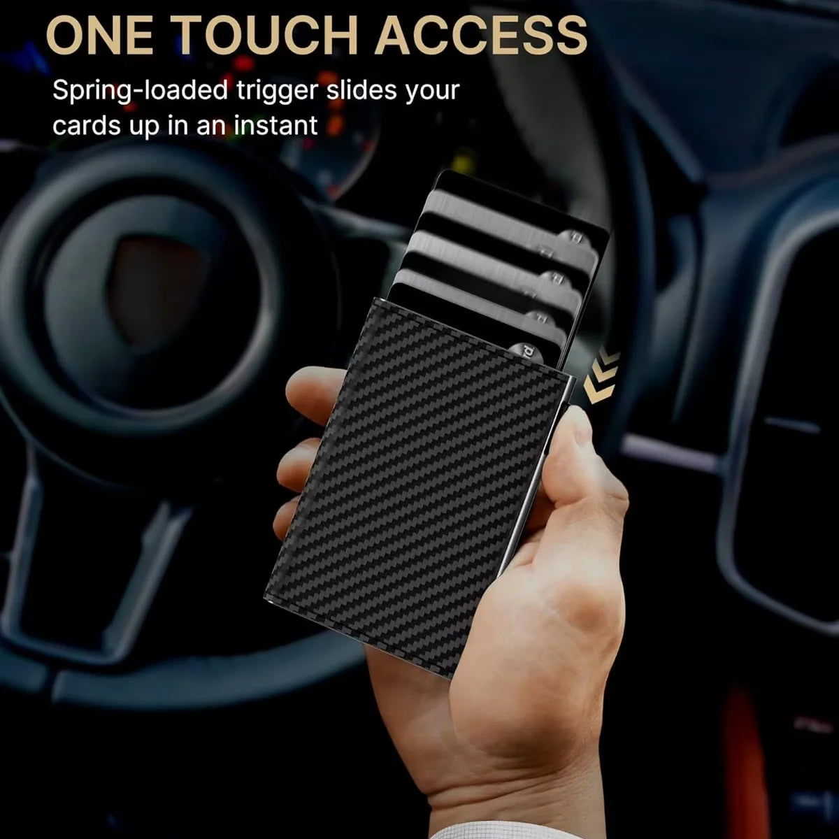 Wallet Card Holde  Pop Up PU Case,  Smart, RFID Blocking, Minimalist, Front Pocket 9-14 Card Capacity | ID Window | Cash Slot
