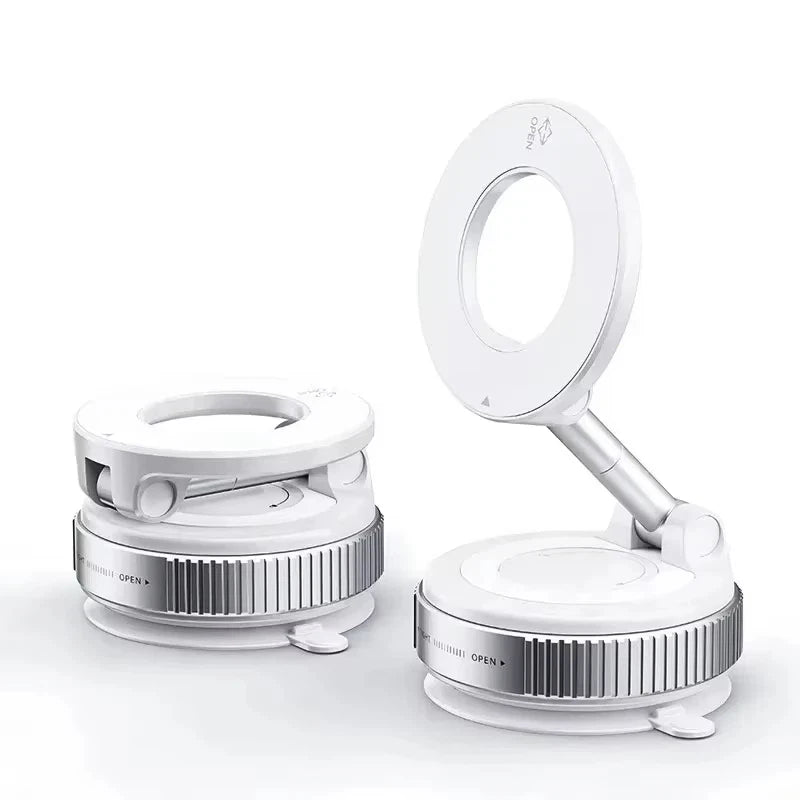 Rotating Folding Magnetic Phone Holder Vacuum Suction Mag Stand for Car Navigation Gym Kitchen - Universal GPS Streaming Bracket