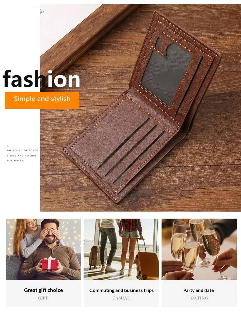 Slim Leather Wallet for Men RFID Blocking Bifold Front Pocket Wallet Minimalist Credit Card Holder Cash Money Clip