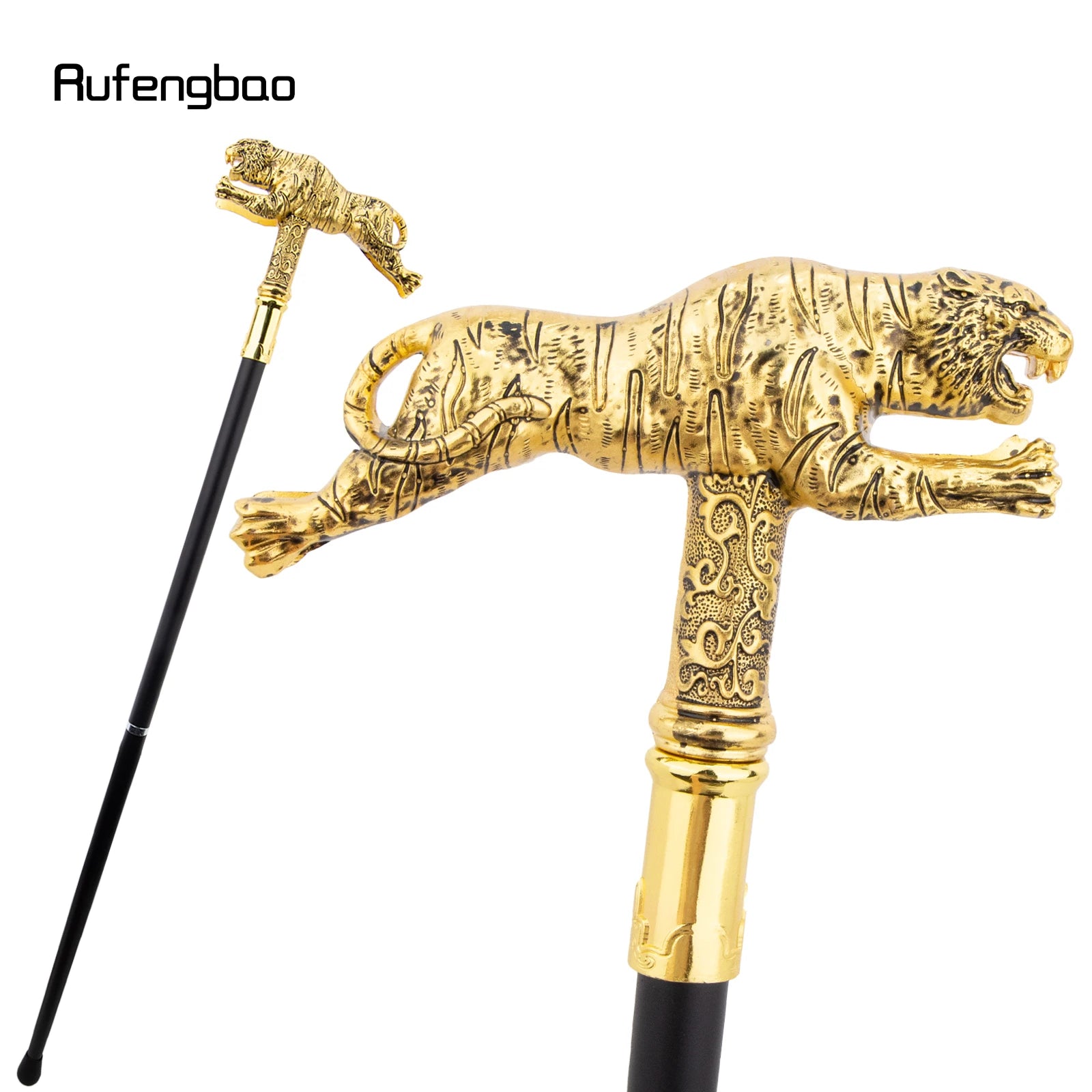 Golden Tiger Fashion Walking Stick Decorative Cospaly Cane Halloween Wand Crosier Performance Cane 90cm  Performance Stage Cane