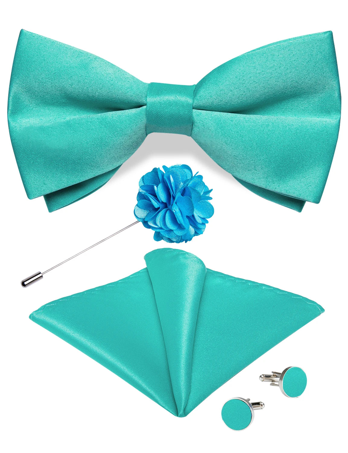 Wedding Bow Tie for Men Classic Red Pre-tied Bowtie Cufflinks Corsage Set for Party Butterfly Knot Gift Man Accessories