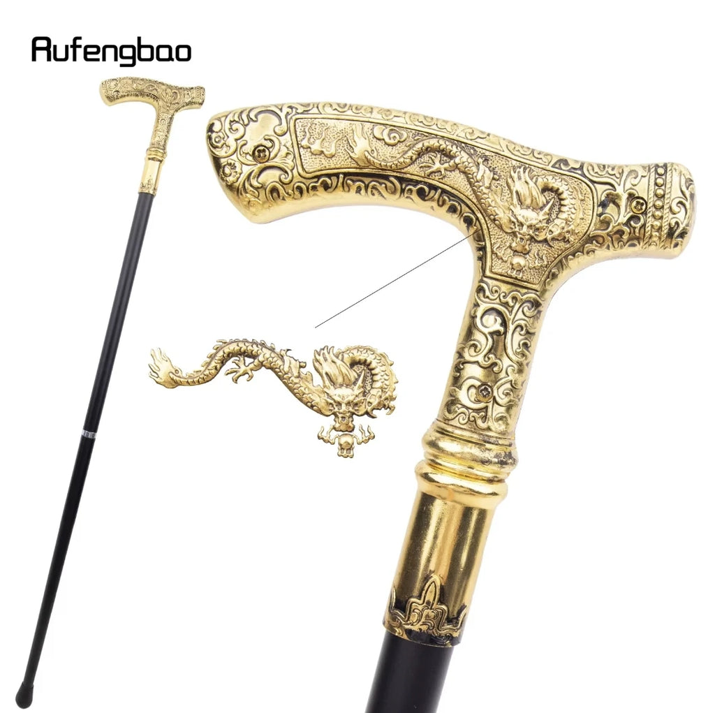 Golden Dragon Luxury Pattern Walking Stick Party Fashion Elegant Walking Stick Decorative Cospaly Cane Knob Crosier 89cm
