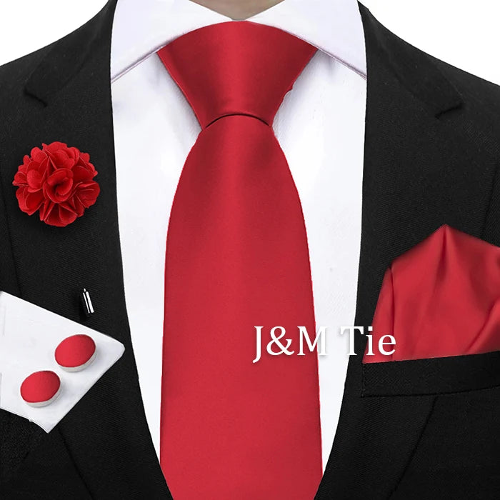 Women & Men Ties Solid NeckTie Pocket Square Brooch Set Men's Wedding Pink Blue Purple Tie Suit Accessories Fit Group Holiday Party