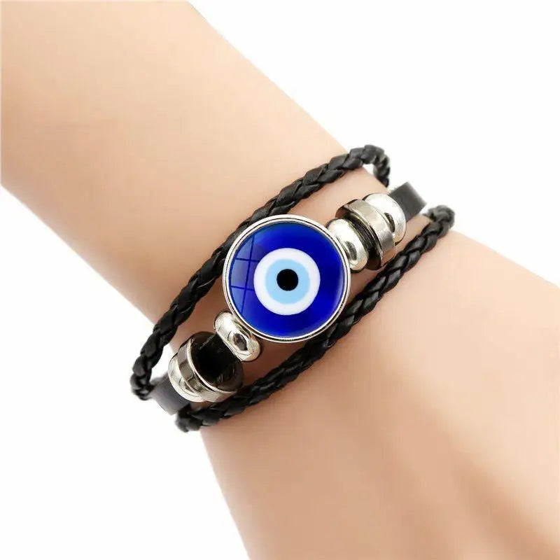 Leather Bracelet Handmade Woven Multilayer Boho Vintage Unisex Adjustable Fashion Jewelry Gift for Him Her