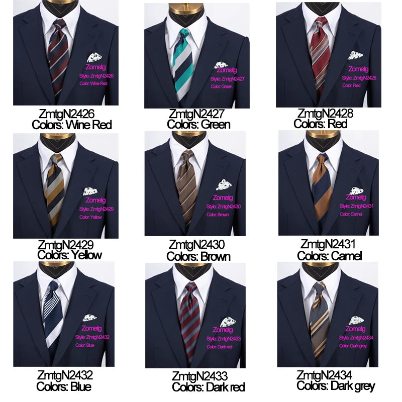9cm Tie Ties Neckties for men High Quality Ties Red Green Tie strip Necktie Wedding neckties Fashion Zometg
