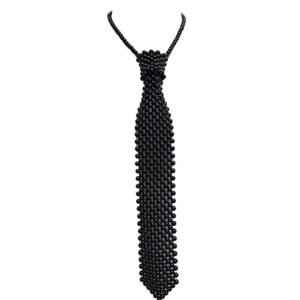 Fashion Elegant Shirt Tie Weaving Beaded Collar Women Necktie Night Club Female Neckwear