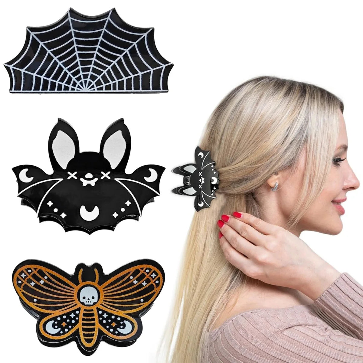 Cute Halloween funny hair accessories |  Cartoon Animal Ponytail Holder with Playful Moon & Star Design | Perfect for Halloween