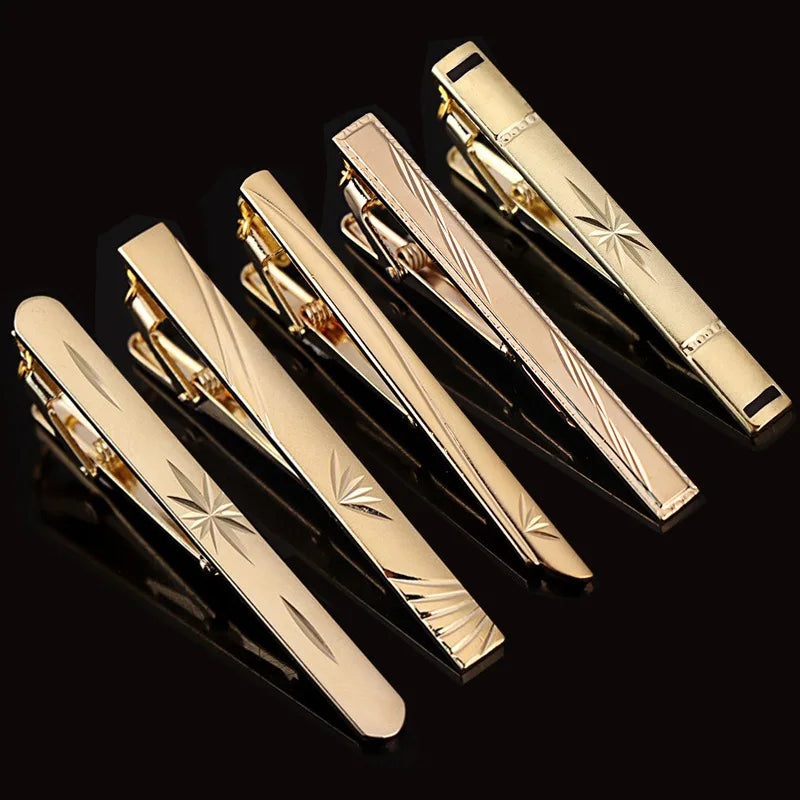 Tie Clip For Women &Men Metal Gold Vintage Chain Luxury Business Ties Bar Pin Clip For Necktie Man Shirt Accessories Party Wedding Gift