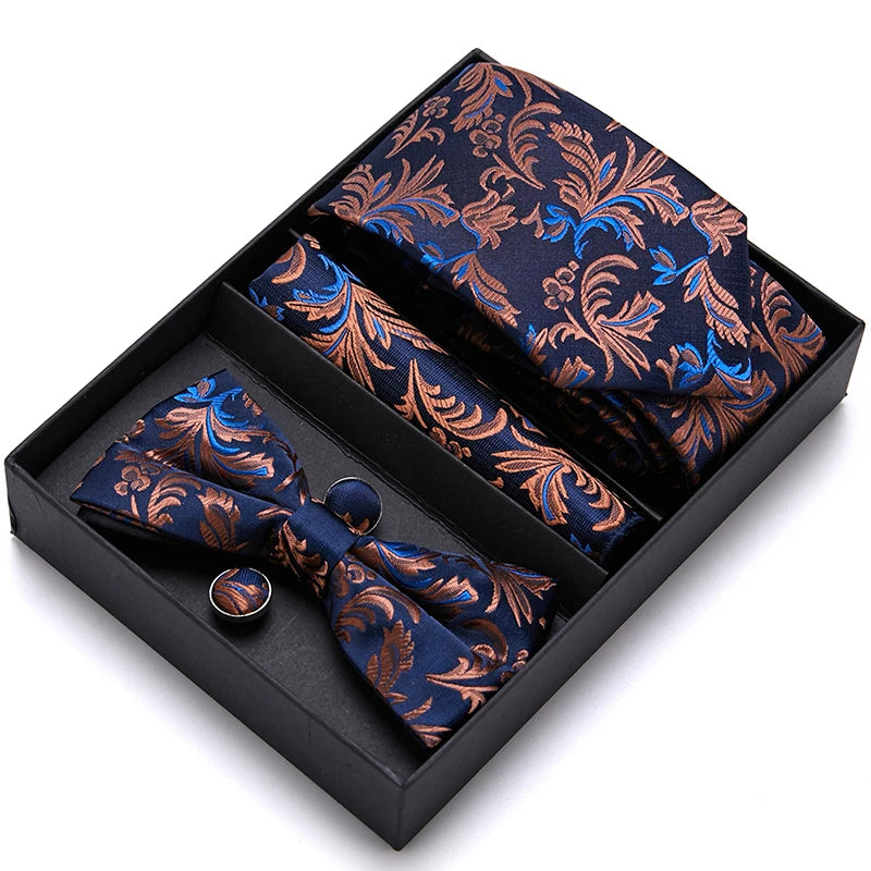 Tie For Men Formal Dress Tuxedo NeckTie Handkerchief Bow Tie Set PlaisyParty Groom Wedding Butterfly Bowtie In Box