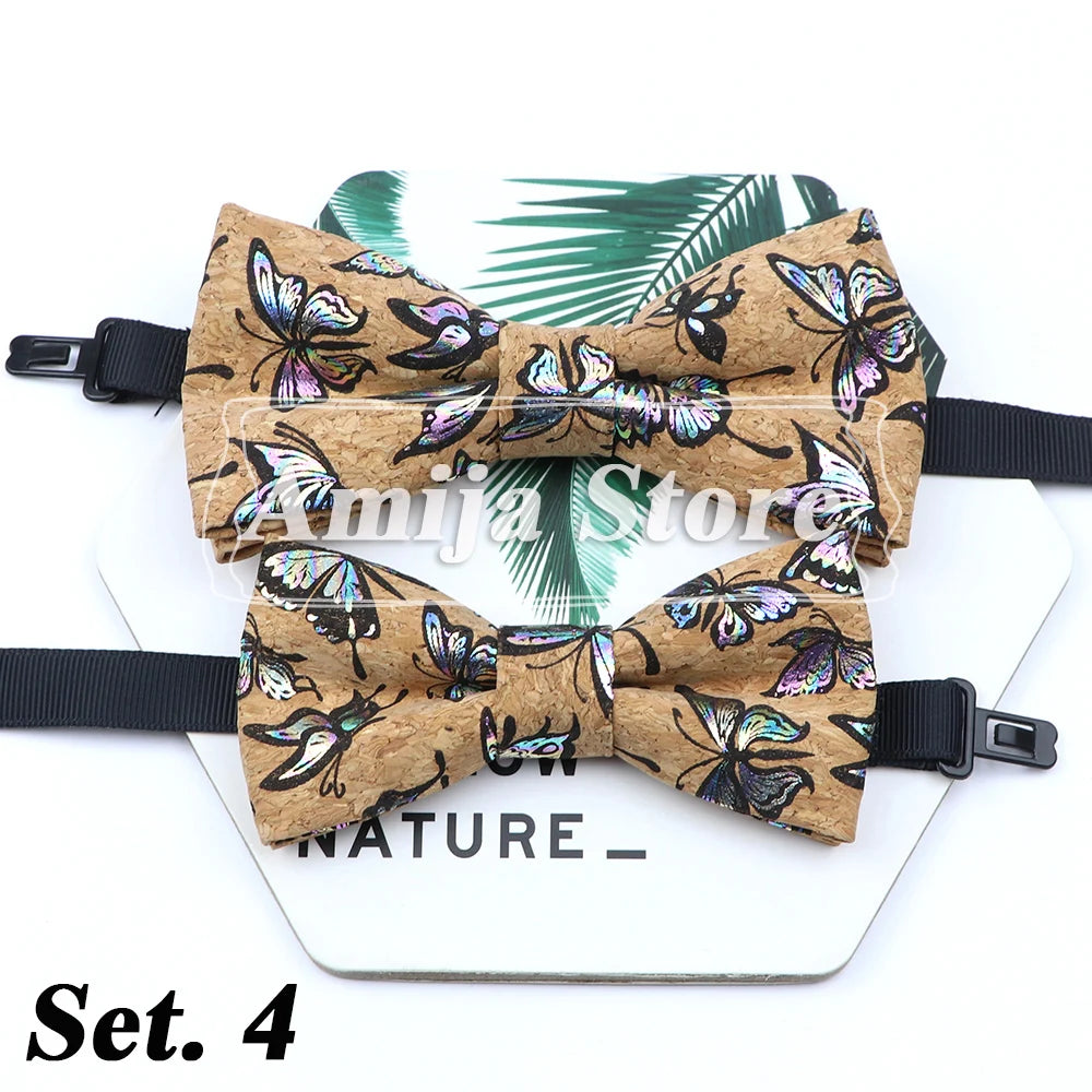 Novel Wooden Bow Tie For Man Women Cork Bowknot Retro Wood Handmade Bowties Daily Party Wedding Accessories Butterfly Wholesale
