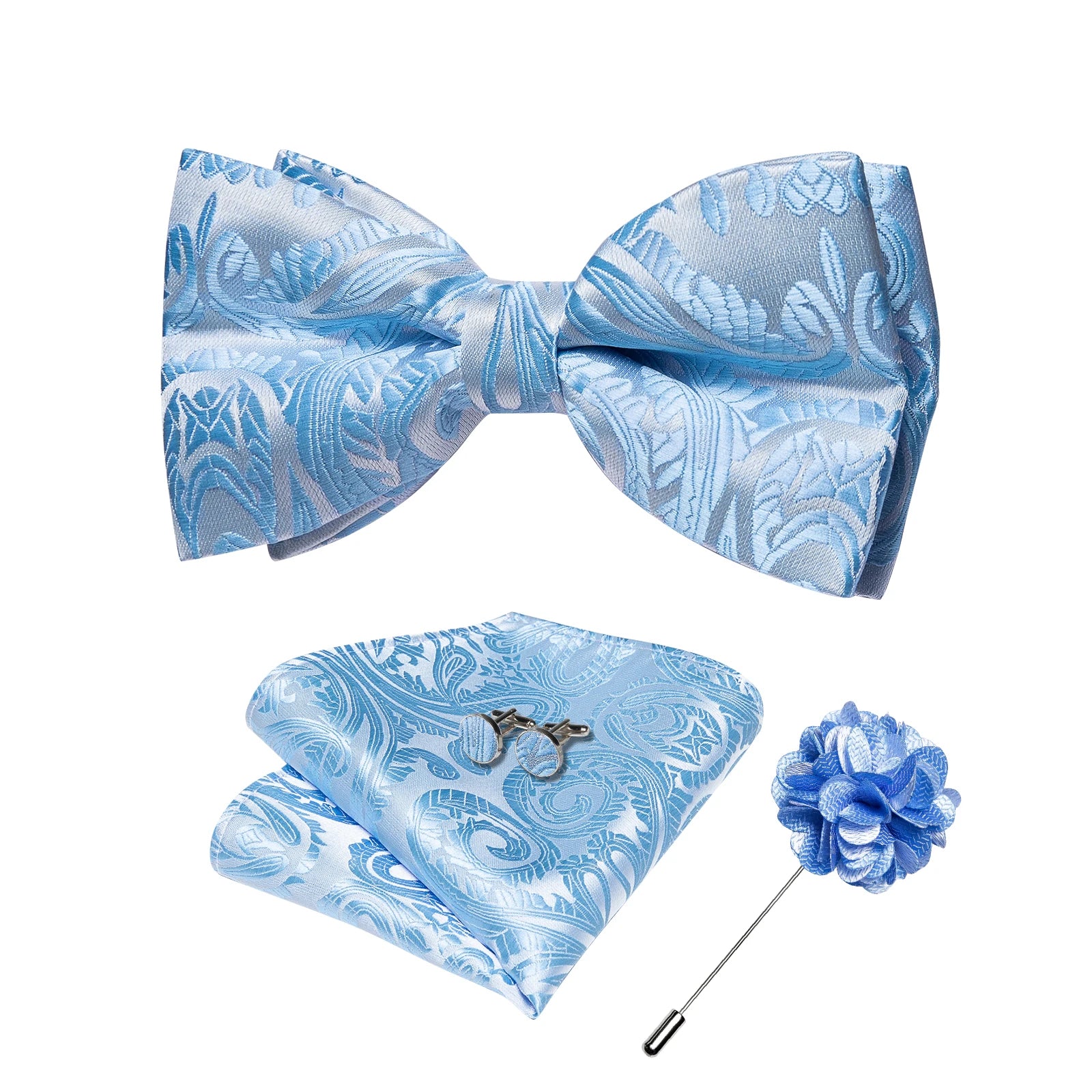 Wedding Bow Tie for Men Classic Red Pre-tied Bowtie Cufflinks Corsage Set for Party Butterfly Knot Gift Man Accessories