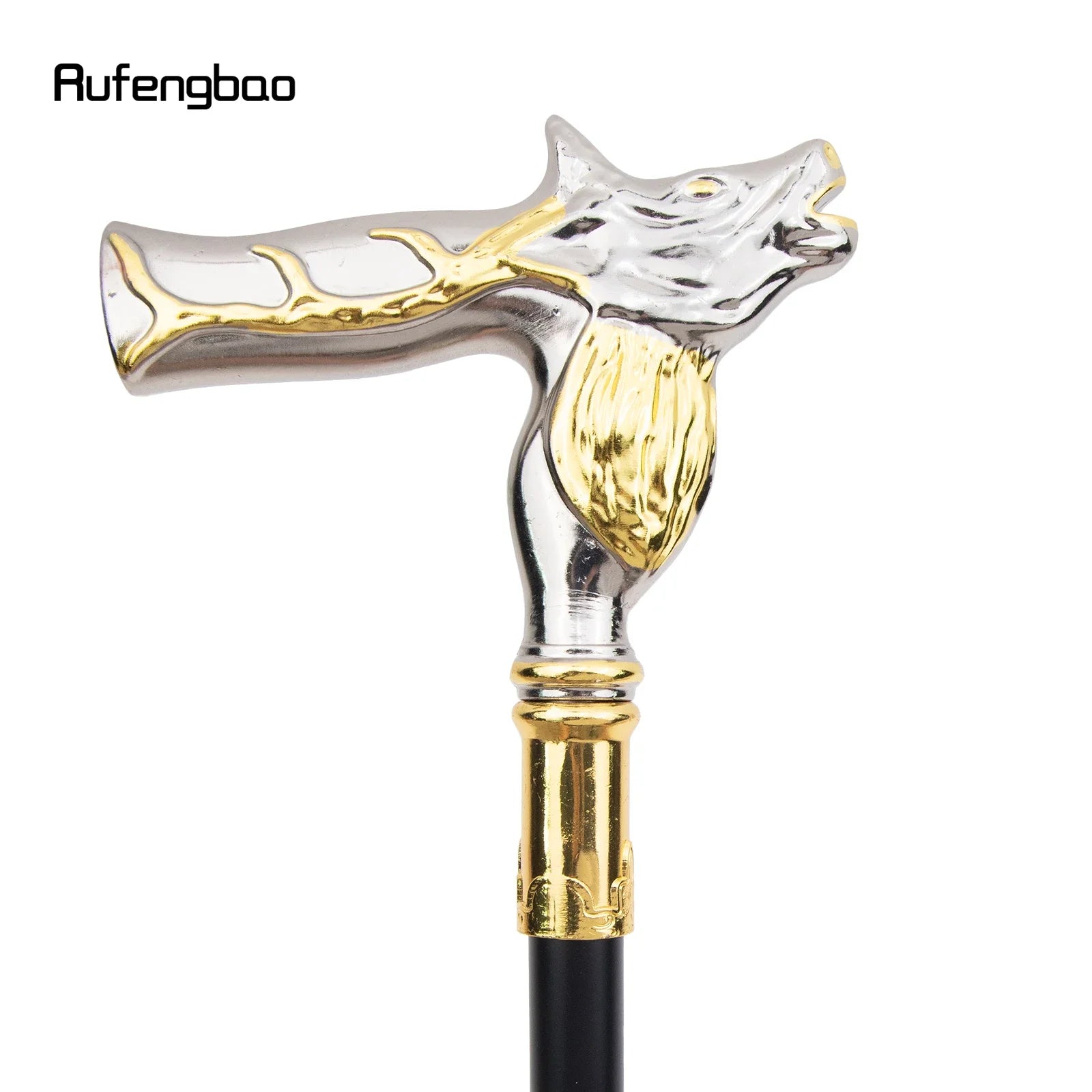 Golden White Deer Walking Cane Fashion Decorative Walking Stick Gentleman Performance stage Cane 92cm  Performance Stage Cane