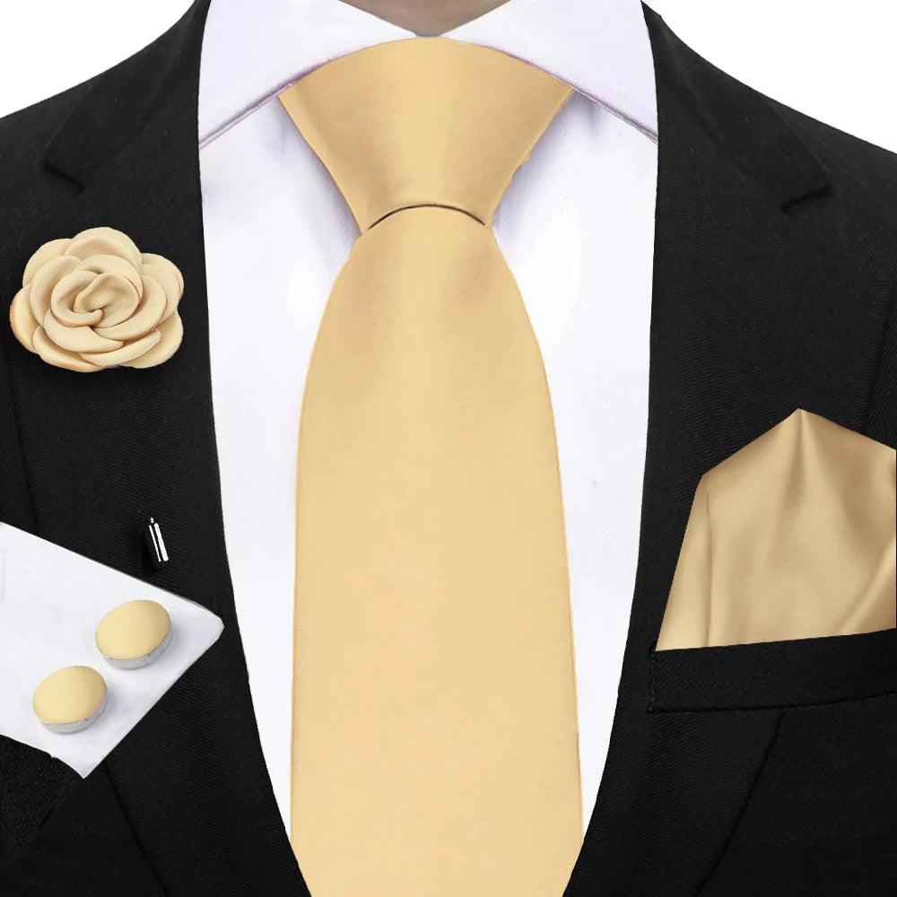 Women & Men Ties Solid NeckTie Pocket Square Brooch Set Men's Wedding Pink Blue Purple Tie Suit Accessories Fit Group Holiday Party