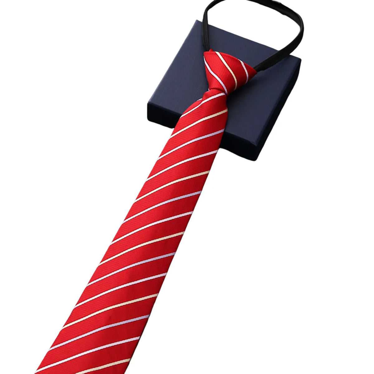 Adjustable Zipper Necktie n Formal Casual Skin-friendly 8cm Necktie for Friend Family Dad Husband Gift