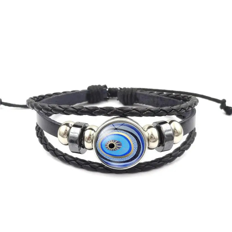Leather Bracelet Handmade Woven Multilayer Boho Vintage Unisex Adjustable Fashion Jewelry Gift for Him Her