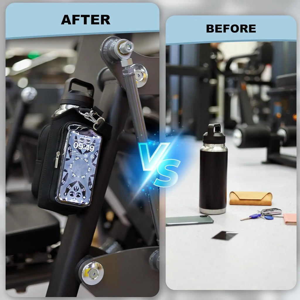 Magnetic Gym Water Bottle Bag with Strong Magnet Holder To Carry Phone Small Bottle and Essentials Attached To Metal Surfaces