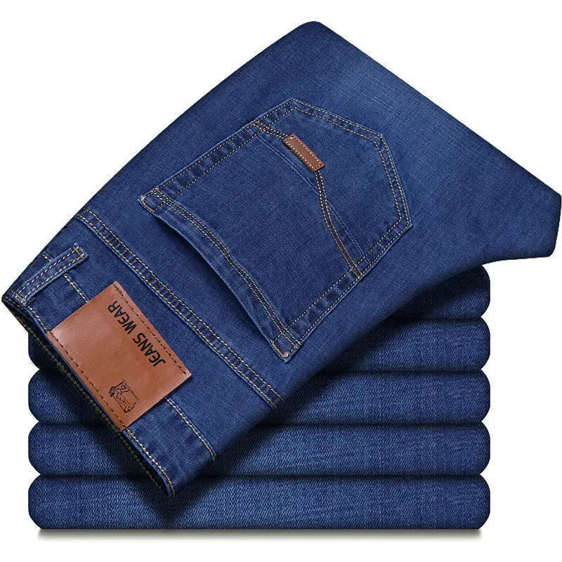 2025 Men NEW Men's Fashion Business Jeans Classic Style Casual Stretch Slim Jean Pants Male Brand Denim Trousers Black Blue Me