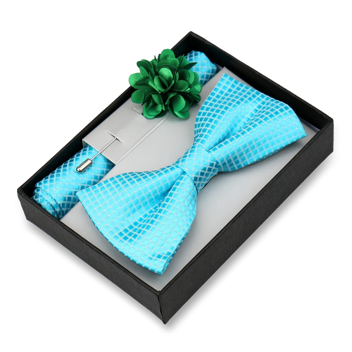 Classic High Quality Bow Tie Set Box Gift For Men Fashion Elegant Bowtie Handchief And Brooch Set Wedding Business Accessories