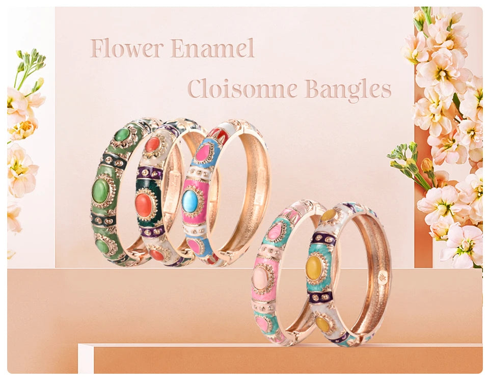 Enamel Bracelet For Women Bangle On Hand Hawaiian India Cloisonne African Jewelry Women's Hand Bracelets Bohemian Designer Gifts