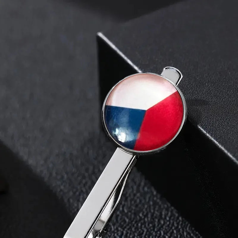 Country Flag Tie Clip For Men Germany Wales USA Macedonia Canada Man Shirt Business Party Gift Jewelry Cuff Luxury Fashion