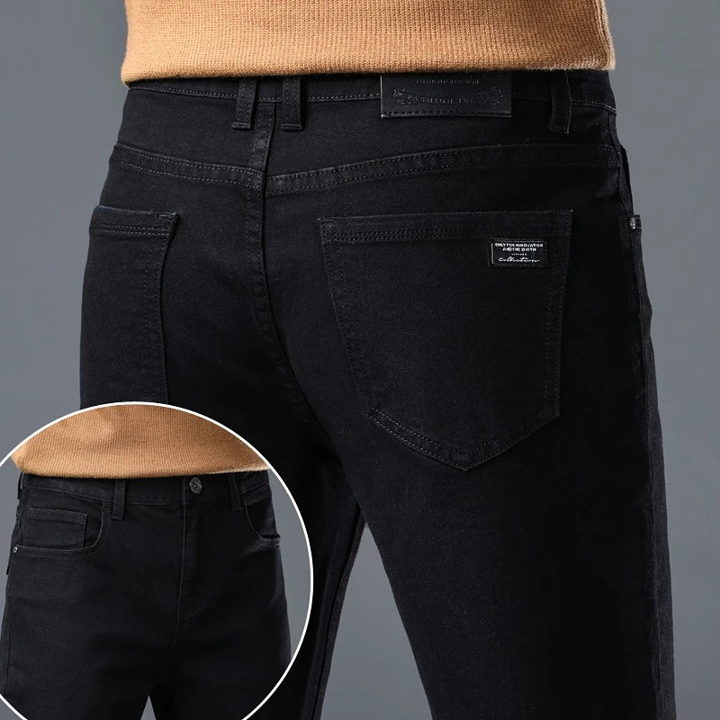 Men's New Stretch Straight Jeans Business Versatile Trendy Youth Casual Regular Long Pants for Spring Autumn Male Denim Trousers