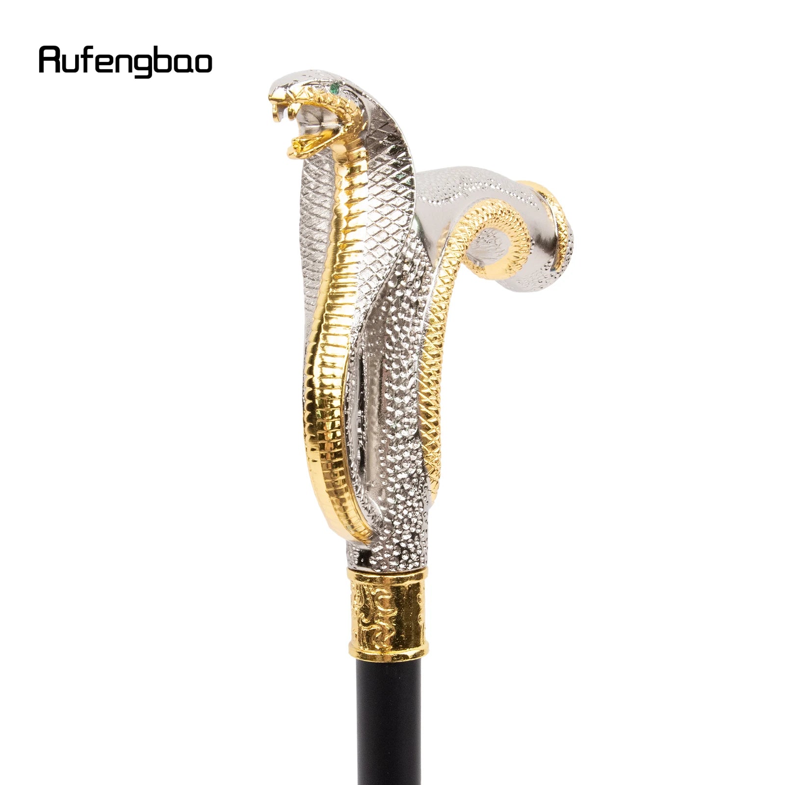White Golden Cobra Head Fashion Walking Stick with Hidden Plate Self Defense Fashion Cane Plate Cosplay Crosier Stick 93cm