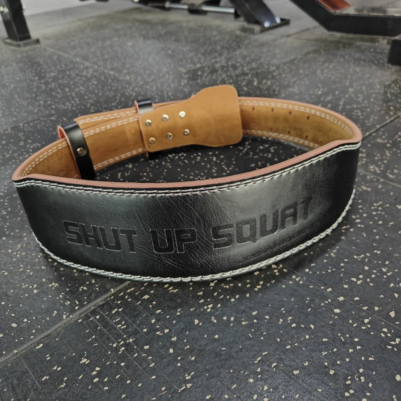 Gym Weightlifting Belt with "Shut Up Squat" Fitness Belt for Men Women Powerlifting Belt with Waist Pad for Weight Lifting Squat