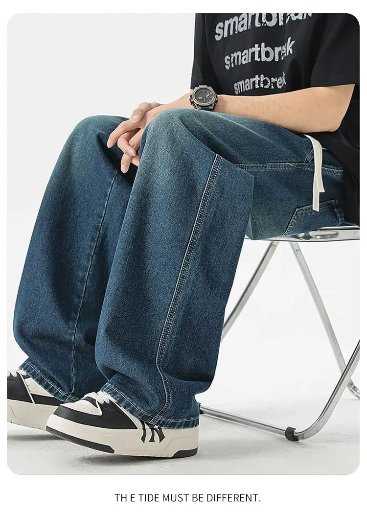 Straight Jeans 2026 New Men's Clothes Wide-leg Baggy Casual Trousers Fashion Hip-hop Loose Jeans Streetwear Male