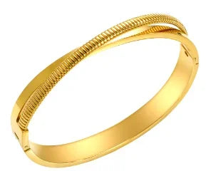 Beads Punk Gold Plated Thick Textured Open Bracelet Bangle for Women Men Trendy Stainless Steel Metal Bracelets