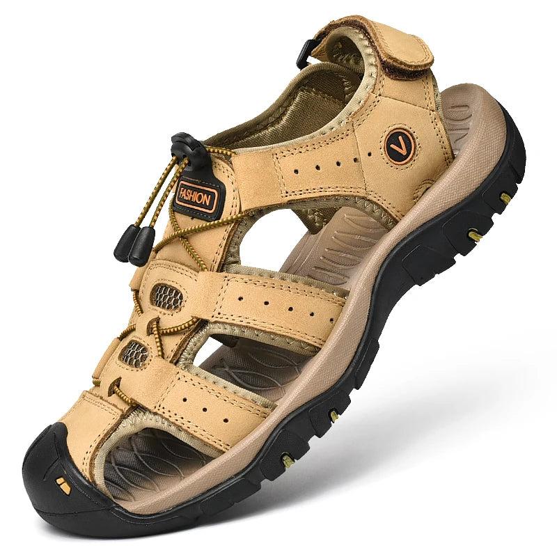 Summer Men Sandals Genuine Leather Men Casual Shoes Outdoor Men Leather Sandals for Men Beach Shoes Roman Men Shoes