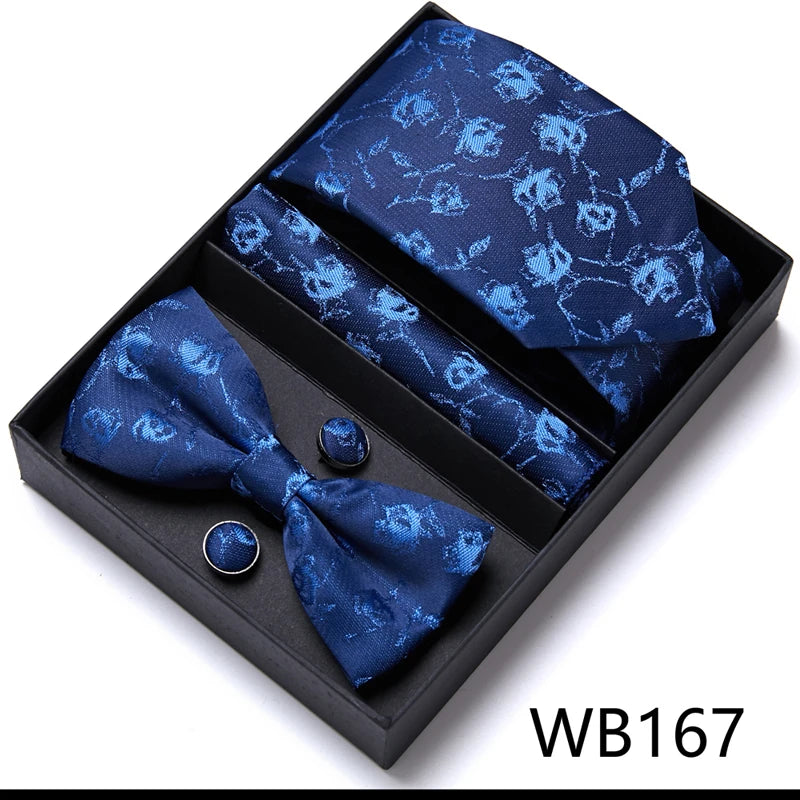 Tie For Men Formal Dress Tuxedo NeckTie Handkerchief Bow Tie Set PlaisyParty Groom Wedding Butterfly Bowtie In Box