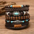 Vintage Feather Casual 6 Pc/set Tree Handmade Men Bracelets Male Women Leather Bracelets Men Bangle Wholesale Jewelry Gift