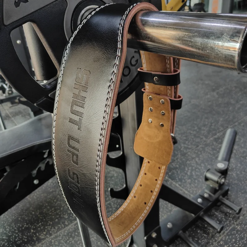 Gym Weightlifting Belt with "Shut Up Squat" Fitness Belt for Men Women Powerlifting Belt with Waist Pad for Weight Lifting Squat