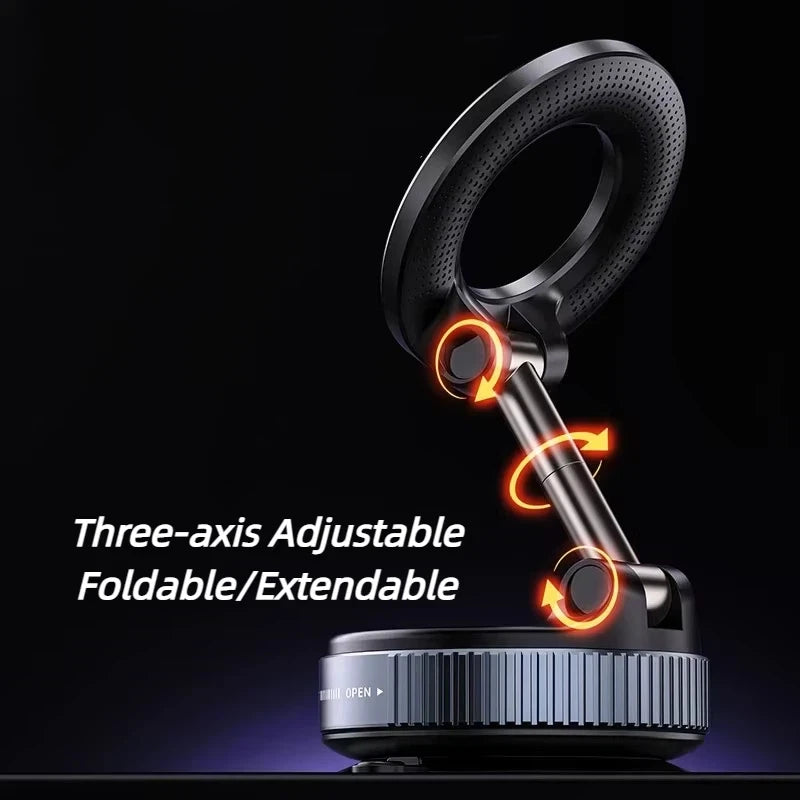 Rotating Folding Magnetic Phone Holder Vacuum Suction Mag Stand for Car Navigation Gym Kitchen - Universal GPS Streaming Bracket