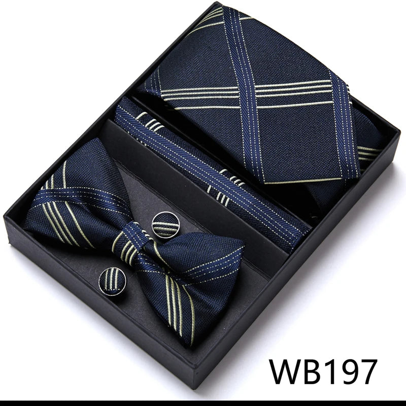 Tie For Men Formal Dress Tuxedo NeckTie Handkerchief Bow Tie Set PlaisyParty Groom Wedding Butterfly Bowtie In Box