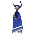 No-Knot Women's Necktie with Ornament Chain Accent, Polyester Flat-Tip Collar Tie for Office and School Functions 6XDA