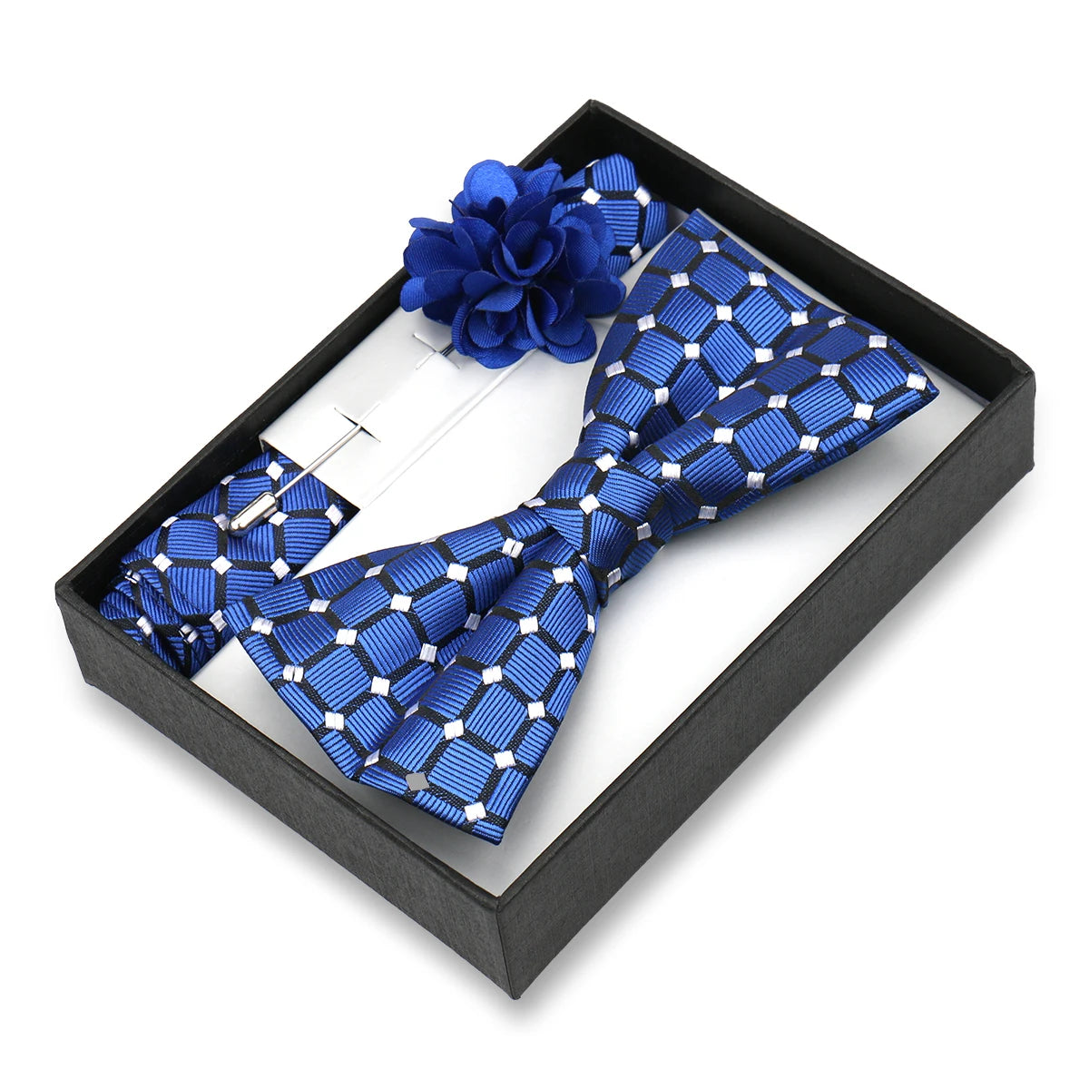 Classic High Quality Bow Tie Set Box Gift For Men Fashion Elegant Bowtie Handchief And Brooch Set Wedding Business Accessories
