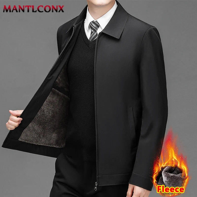 Thick Fleece Jacket Men Windproof Men's Winter Coat Blazer Autumn Winter Warm Men's Jacket Windbreak Casual Business Coat L-3XL