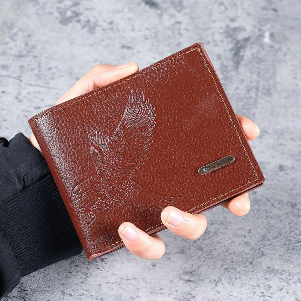 PU Leather RFID Wallet Men Slim Vertical Wallets Black Thin Short ID Credit Card Holder Minimalist Men's Brown Money Bag