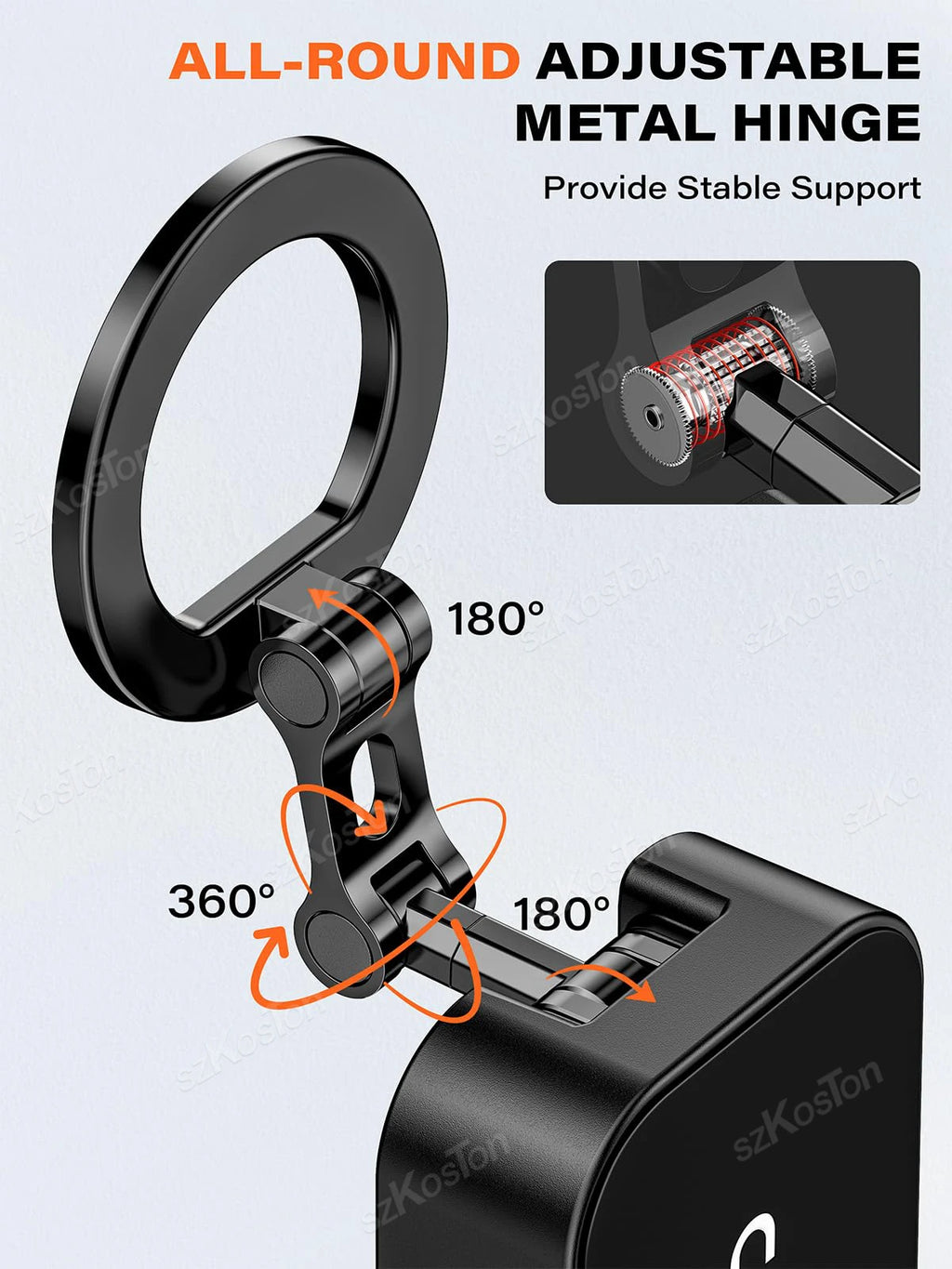 Magnetic Phone Holder with Universal Tray Table Clamp & Metal Ring 360° Rotation Dual-sided Magnets Phone Stand for iPhone 17-12