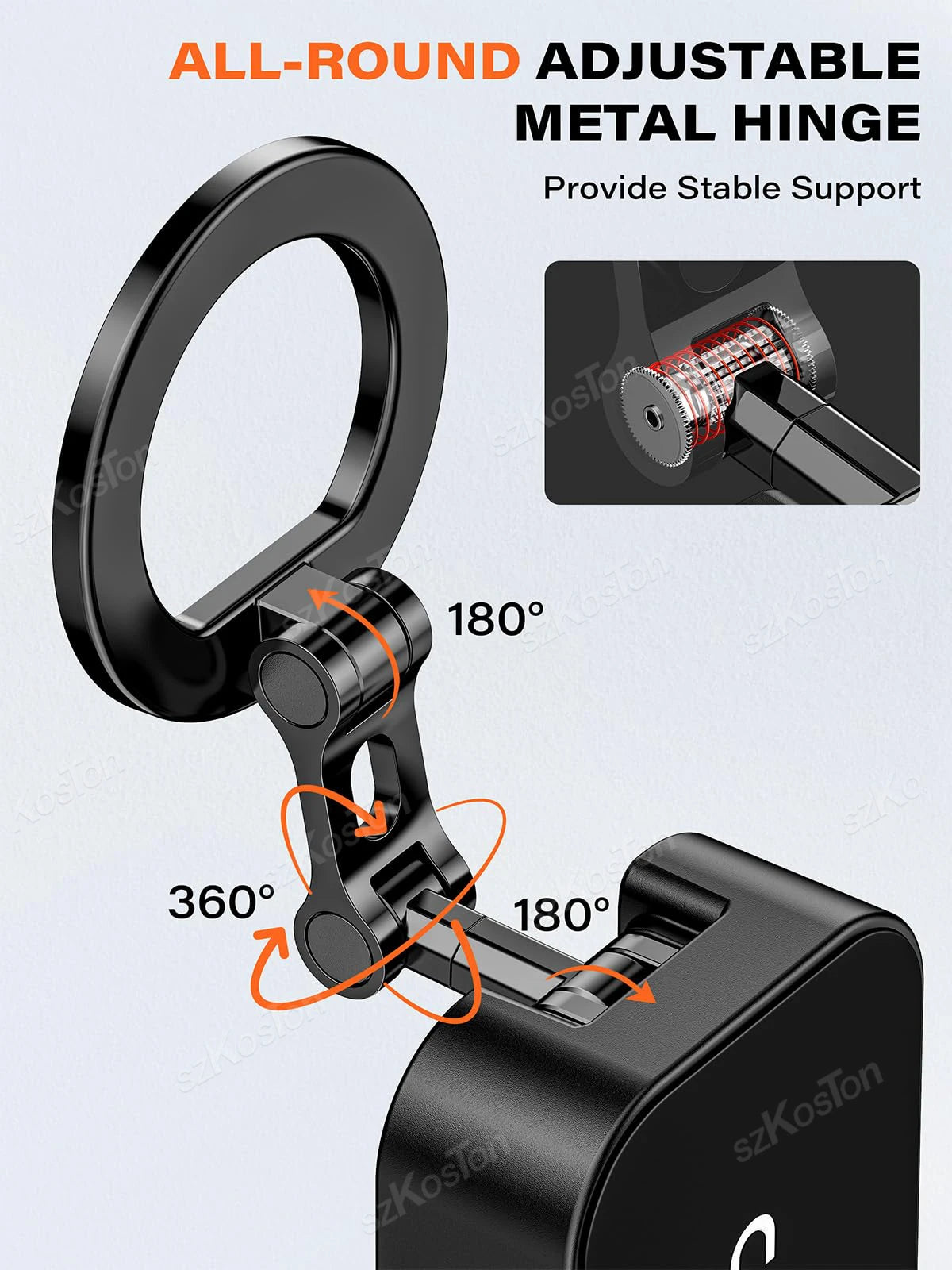 Magnetic Phone Holder with Universal Tray Table Clamp & Metal Ring 360° Rotation Dual-sided Magnets Phone Stand for iPhone 17-12