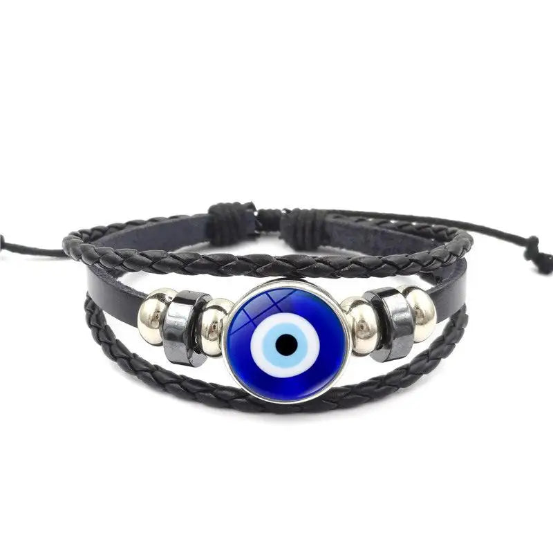 Leather Bracelet Handmade Woven Multilayer Boho Vintage Unisex Adjustable Fashion Jewelry Gift for Him Her
