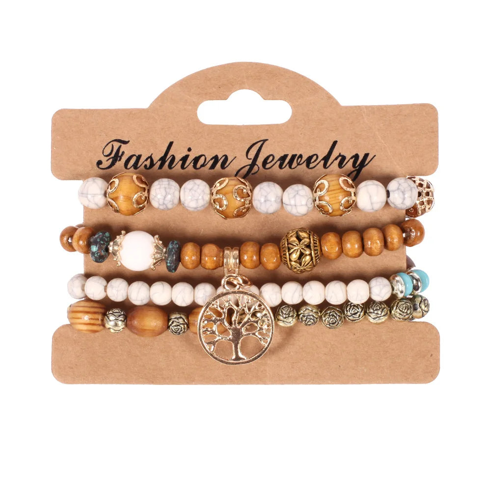 Bohemian Handmade Beads Bracelet Set For Women Summer Colorful Beaded Chain Bangle Men Boho Jewelry Accessories
