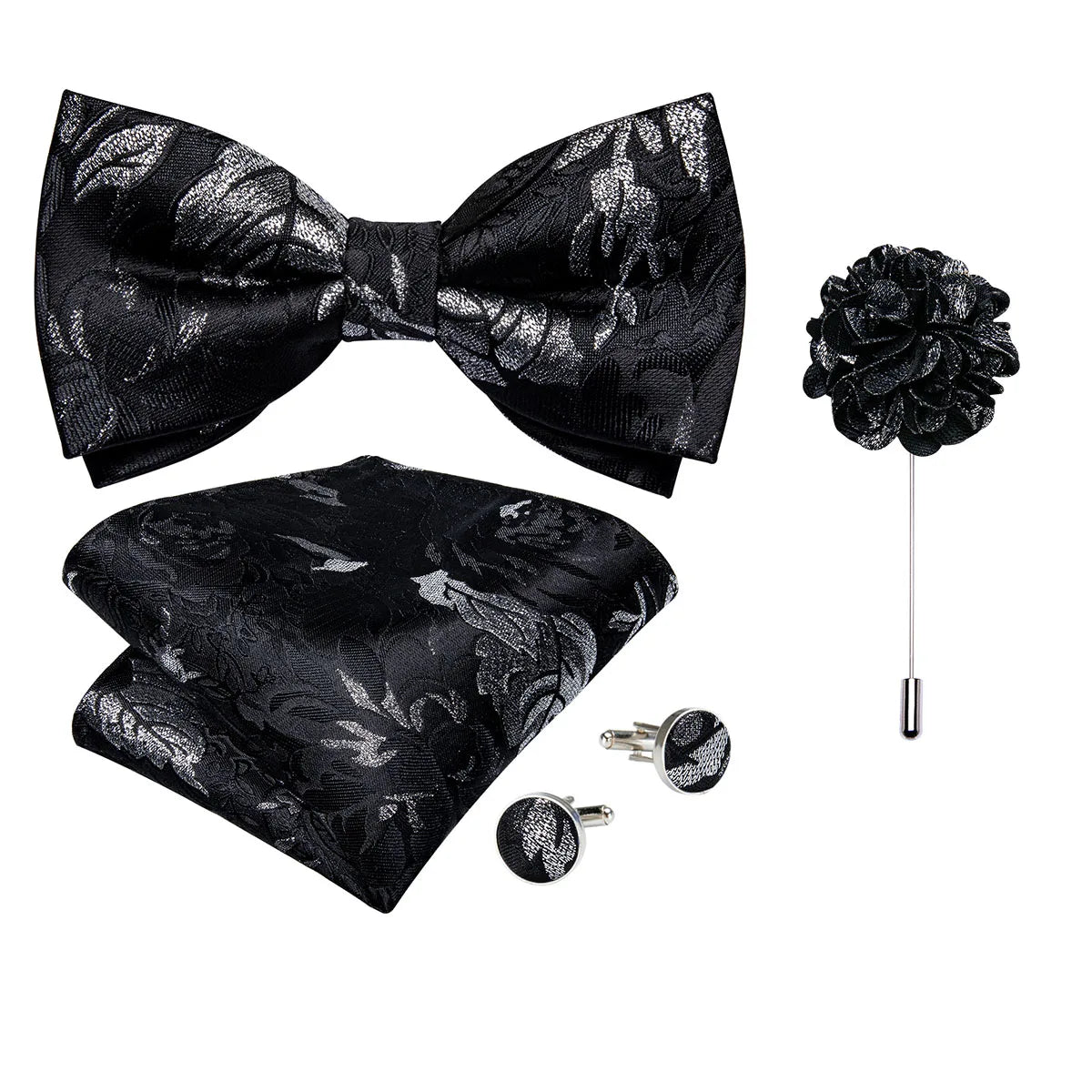 Wedding Bow Tie for Men Classic Red Pre-tied Bowtie Cufflinks Corsage Set for Party Butterfly Knot Gift Man Accessories