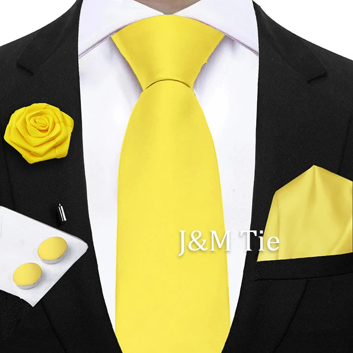 Women & Men Ties Solid NeckTie Pocket Square Brooch Set Men's Wedding Pink Blue Purple Tie Suit Accessories Fit Group Holiday Party